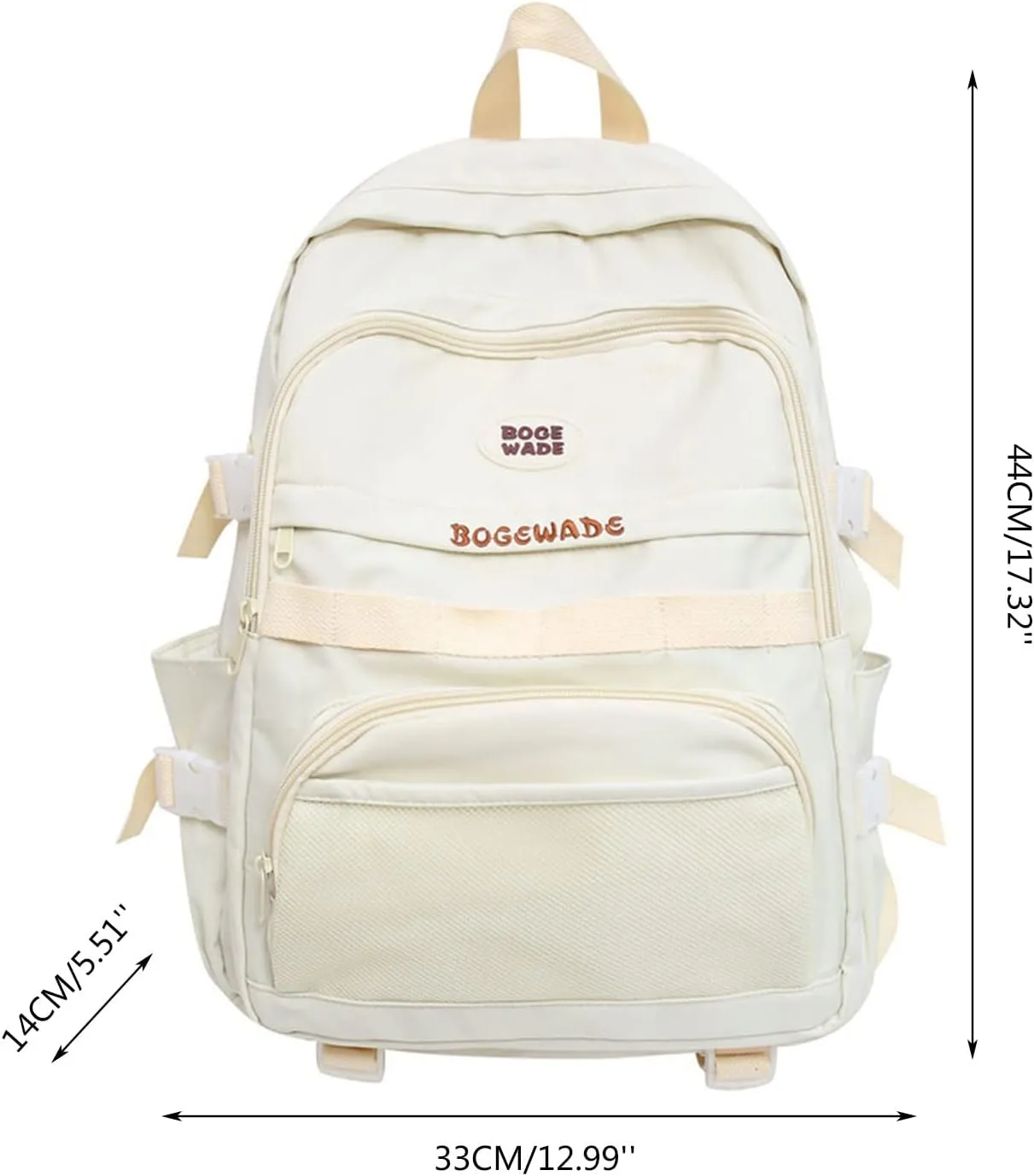 Women's Function Casual Backpack Retro Large Capacity Solid Soft Fashion Backpacks Multipurpose Design Backpack(Beige)