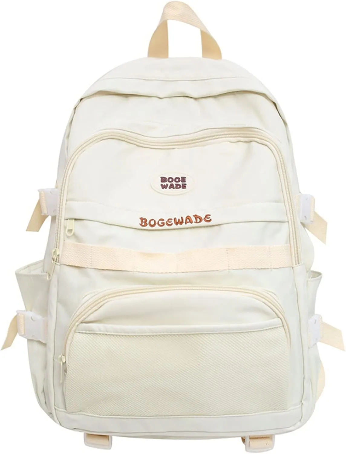 Women's Function Casual Backpack Retro Large Capacity Solid Soft Fashion Backpacks Multipurpose Design Backpack(Beige)