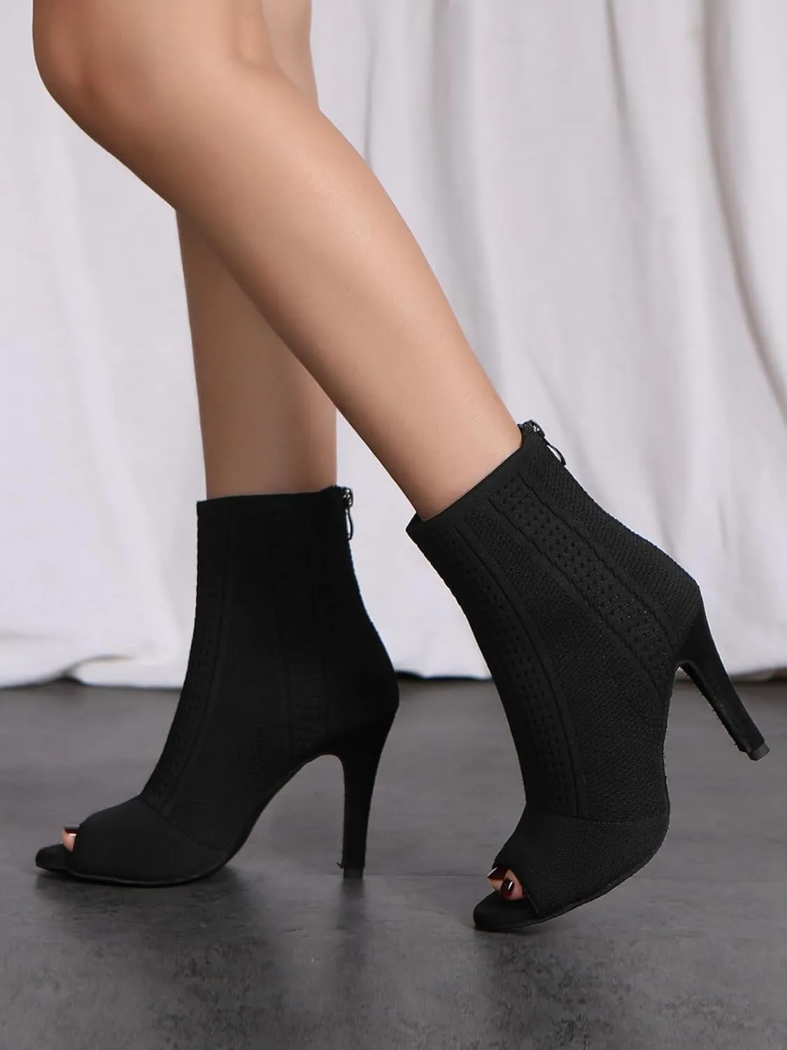 Womens Girls Party Dance Shoes Peep Toe Ballroom Dancing Ankle Booties