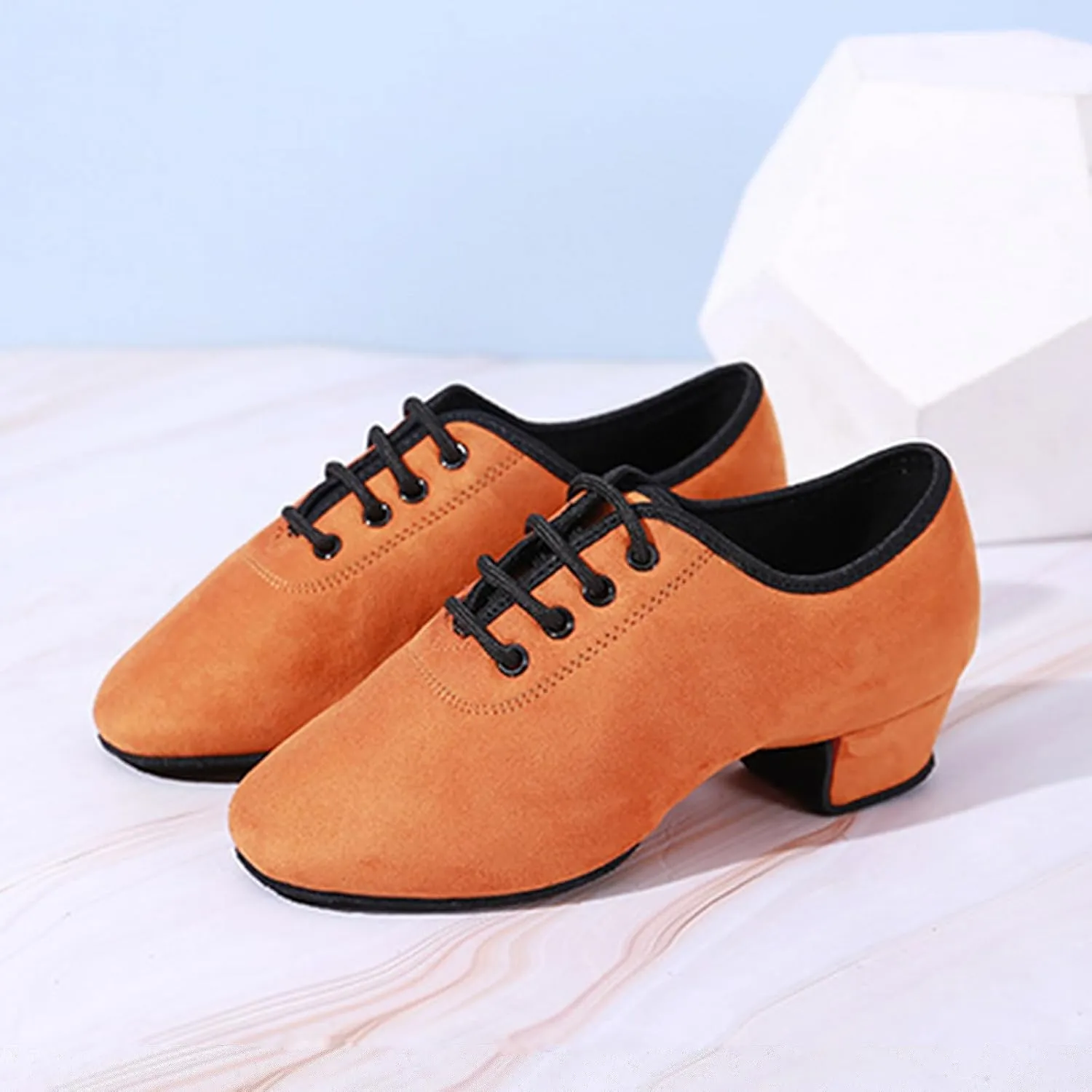 Women's Latin Dance Shoes Closed Toe Lace up Ballroom Modern Salsa Rhythm Teaching Practice Dance Shoes for Girls