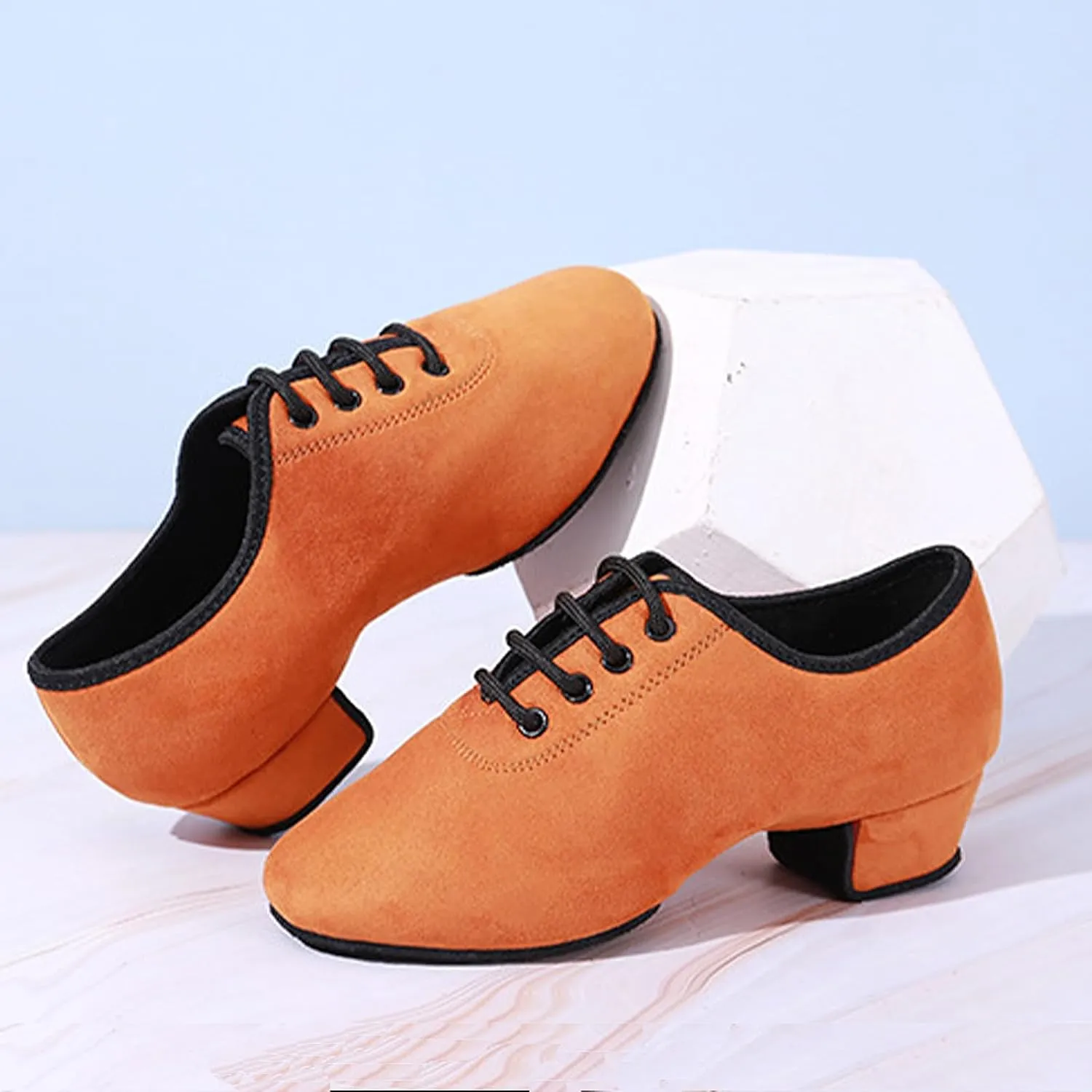 Women's Latin Dance Shoes Closed Toe Lace up Ballroom Modern Salsa Rhythm Teaching Practice Dance Shoes for Girls