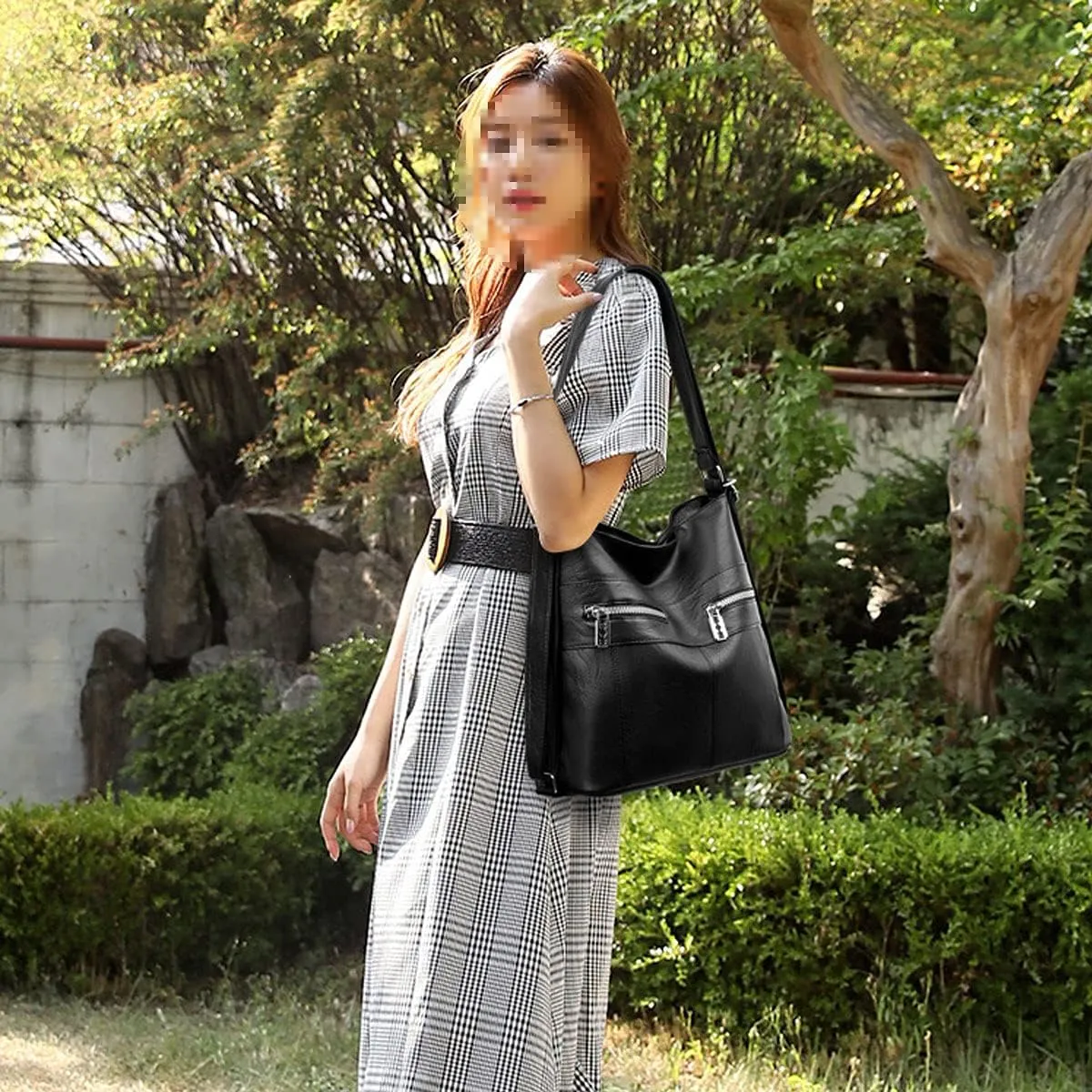 Womens Leather Shoulder Handbags Hobo Totes Top Handle Bag Satchel and Purse for Ladies