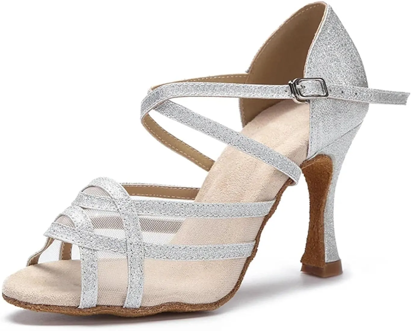 Women's Mesh Latin Dance Shoes - Tango Salsa Rumba Ballroom Party Sandals, 5CM/2Inch Heel Height