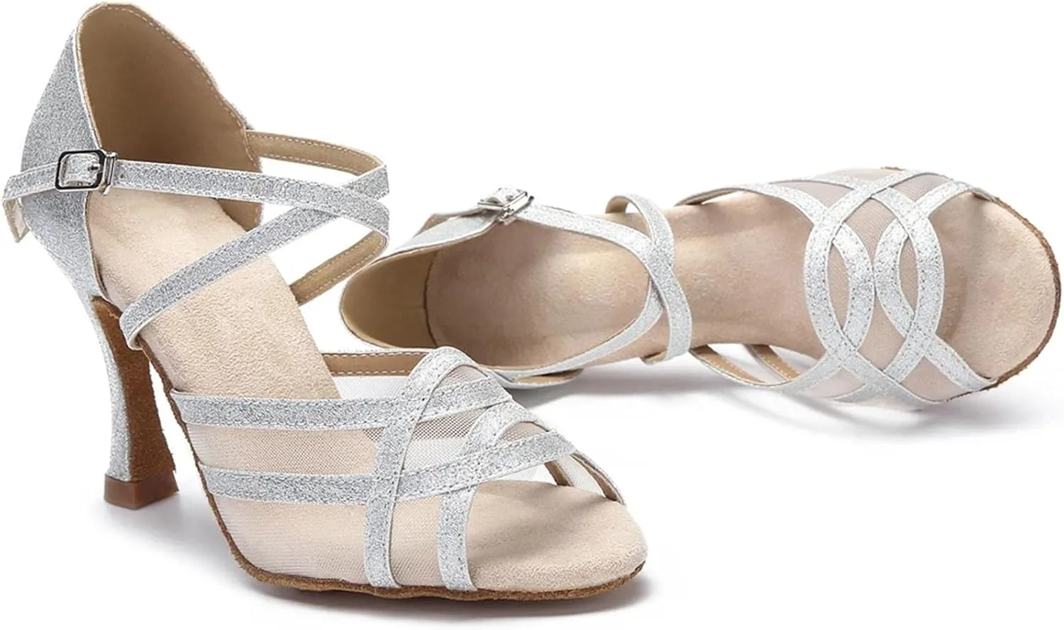 Women's Mesh Latin Dance Shoes - Tango Salsa Rumba Ballroom Party Sandals, 5CM/2Inch Heel Height