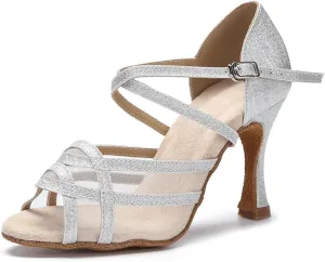 Women's Mesh Latin Dance Shoes - Tango Salsa Rumba Ballroom Party Sandals, 5CM/2Inch Heel Height
