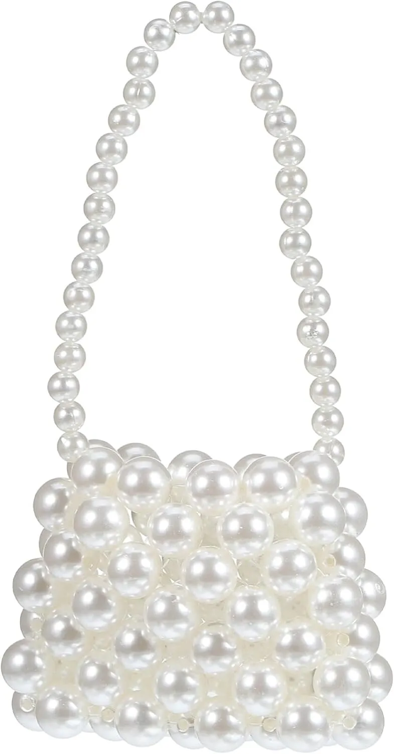 Women's Pearl Clutch - Bag with Pearl Chain for Party and Wedding