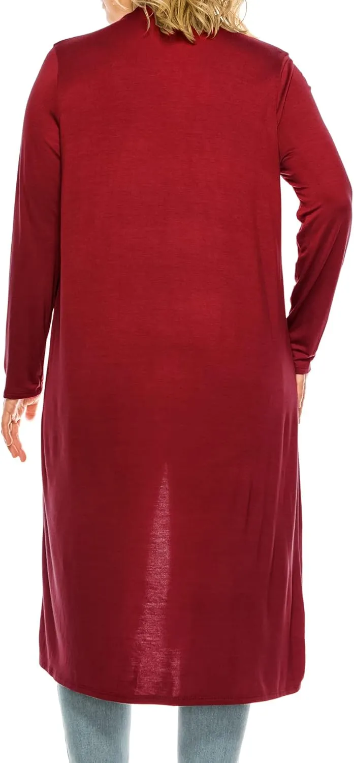 Women's Plus Size, Casual Long Open Front Drape Lightweight Duster Sweater Cardigan.