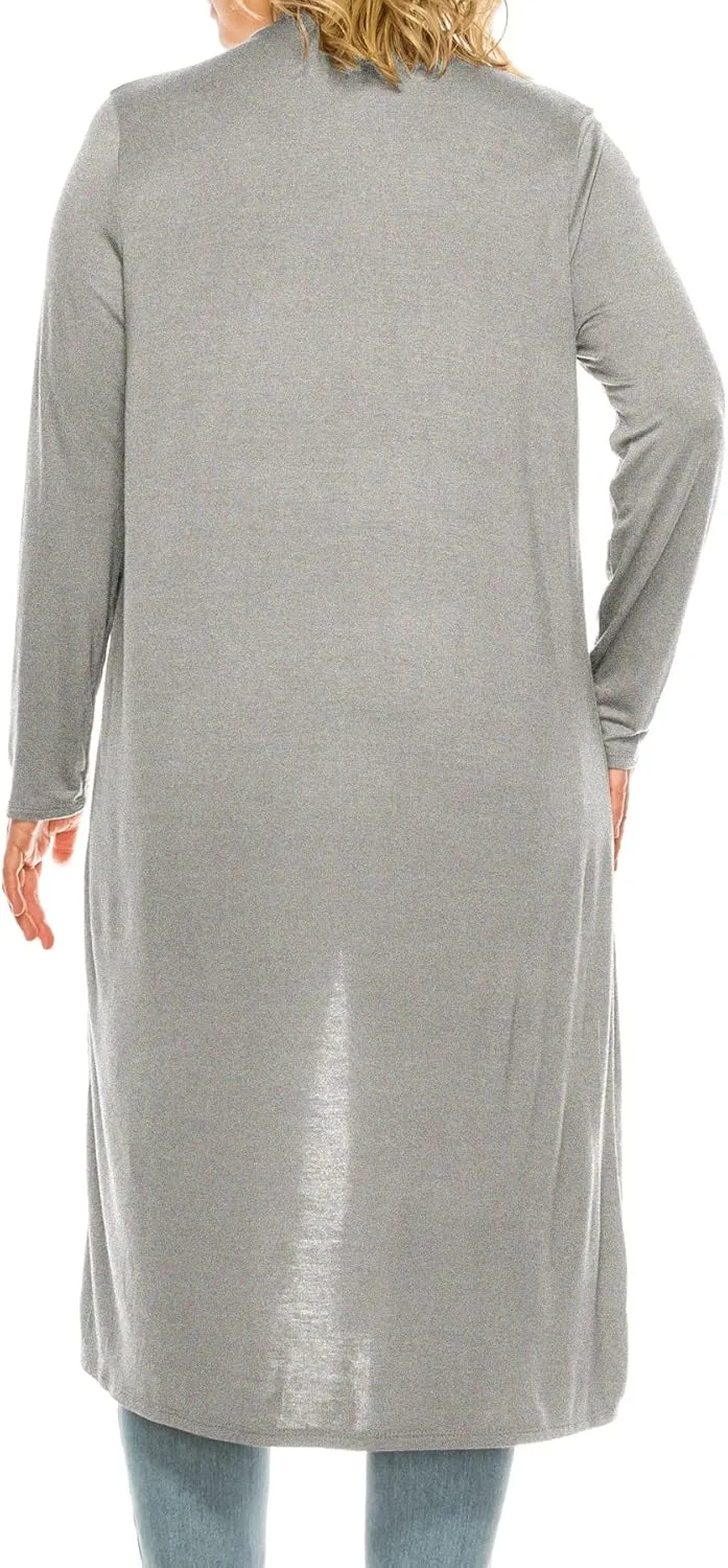 Women's Plus Size, Casual Long Open Front Drape Lightweight Duster Sweater Cardigan.