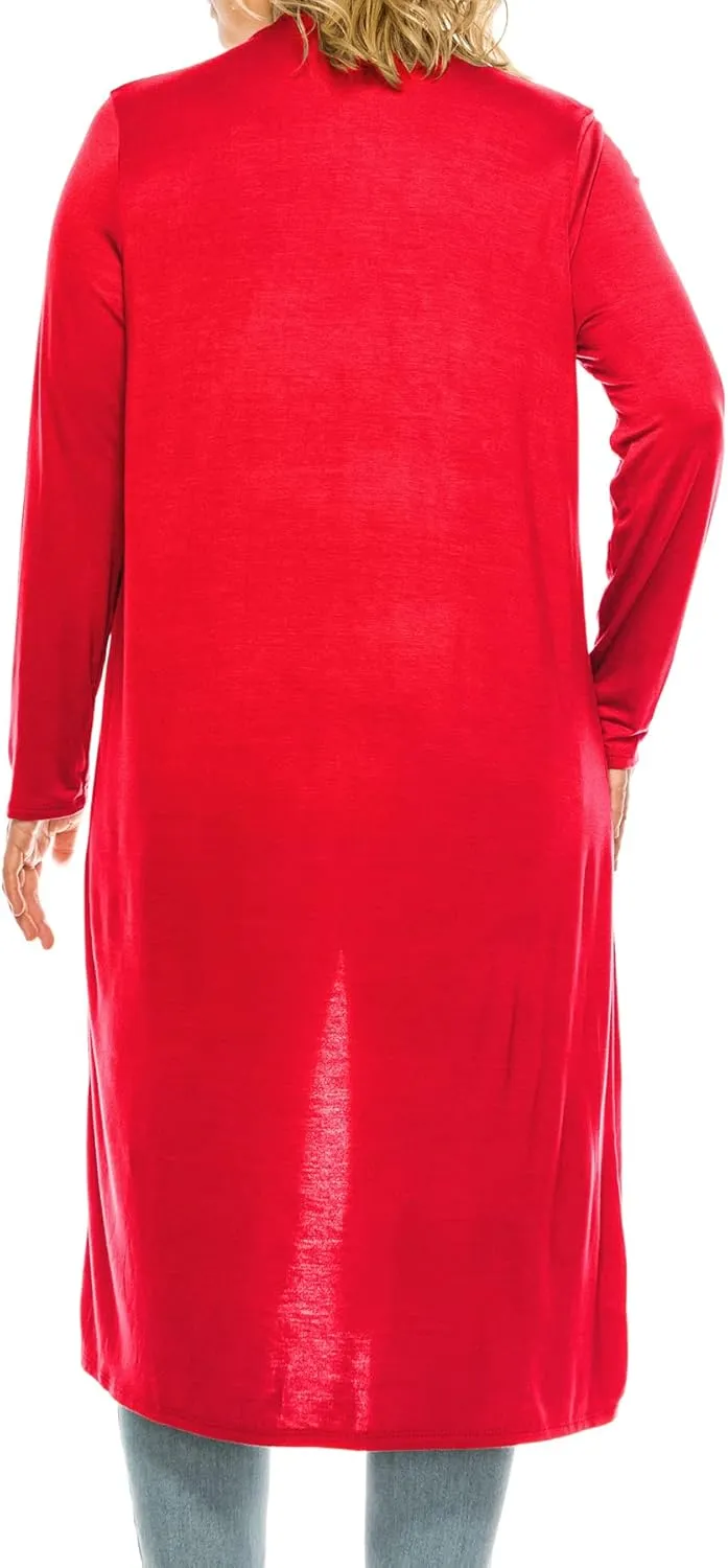 Women's Plus Size, Casual Long Open Front Drape Lightweight Duster Sweater Cardigan.