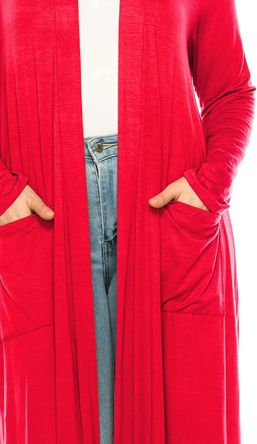 Women's Plus Size, Casual Long Open Front Drape Lightweight Duster Sweater Cardigan.