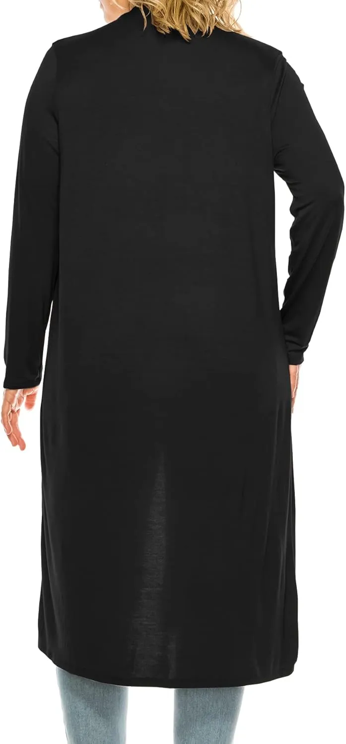 Women's Plus Size, Casual Long Open Front Drape Lightweight Duster Sweater Cardigan.