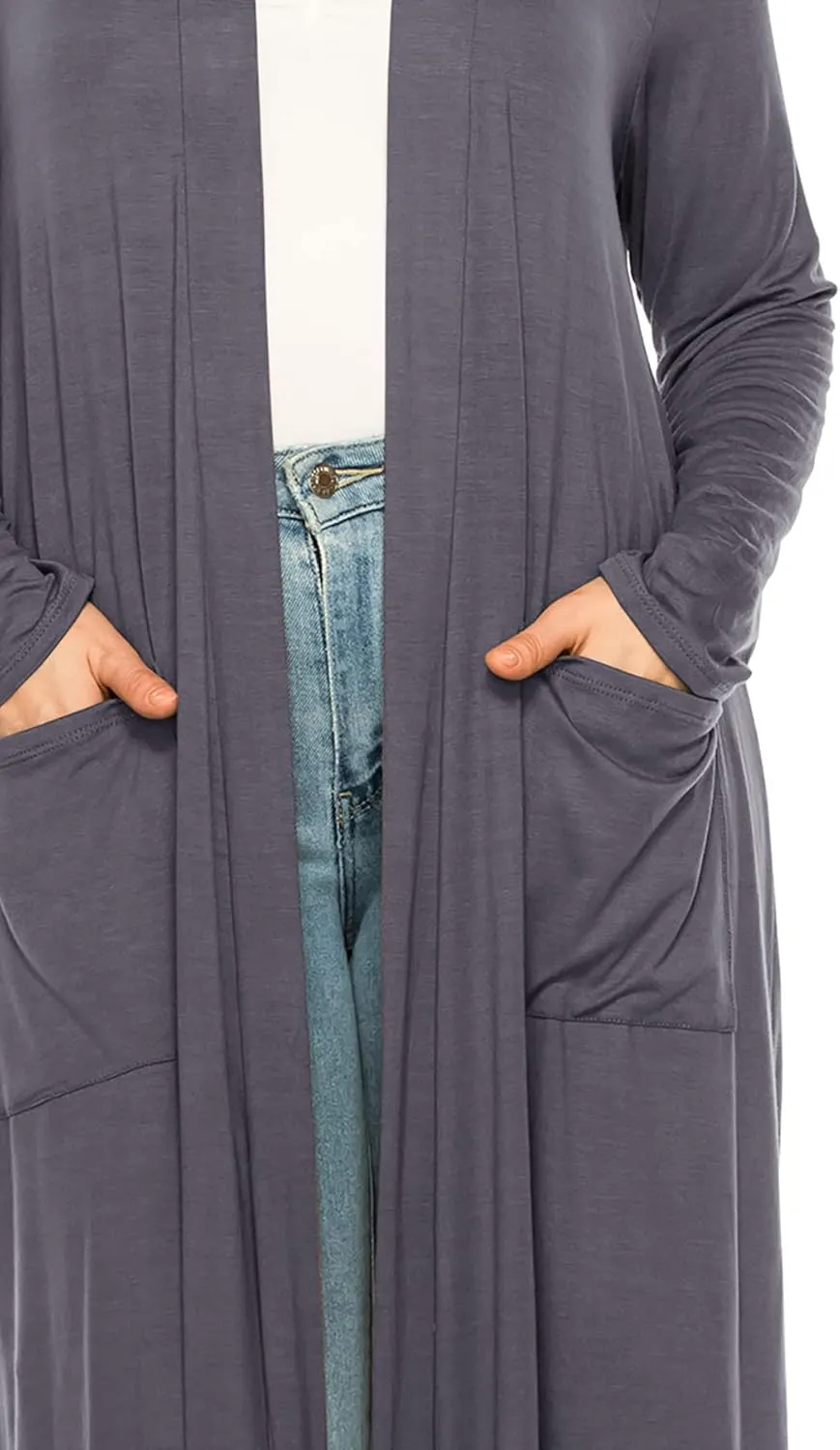 Women's Plus Size, Casual Long Open Front Drape Lightweight Duster Sweater Cardigan.