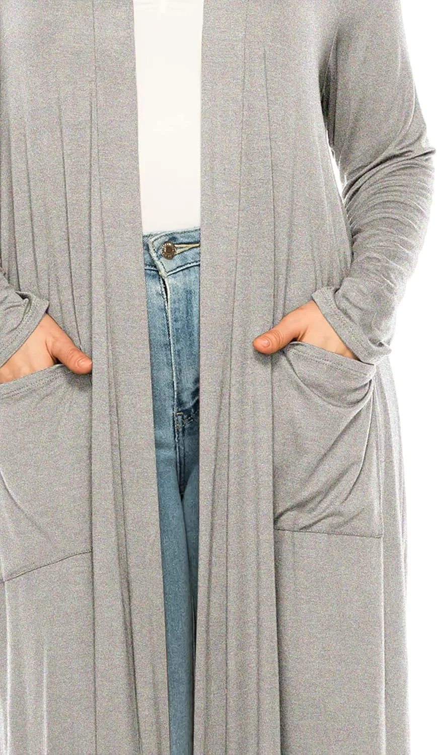 Women's Plus Size, Casual Long Open Front Drape Lightweight Duster Sweater Cardigan.