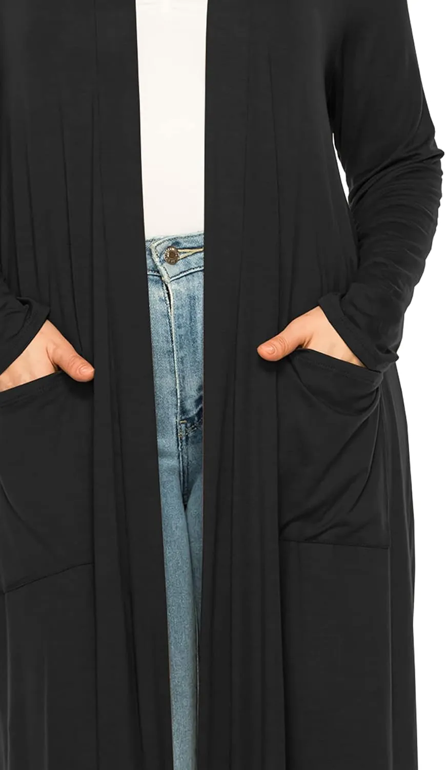 Women's Plus Size, Casual Long Open Front Drape Lightweight Duster Sweater Cardigan.