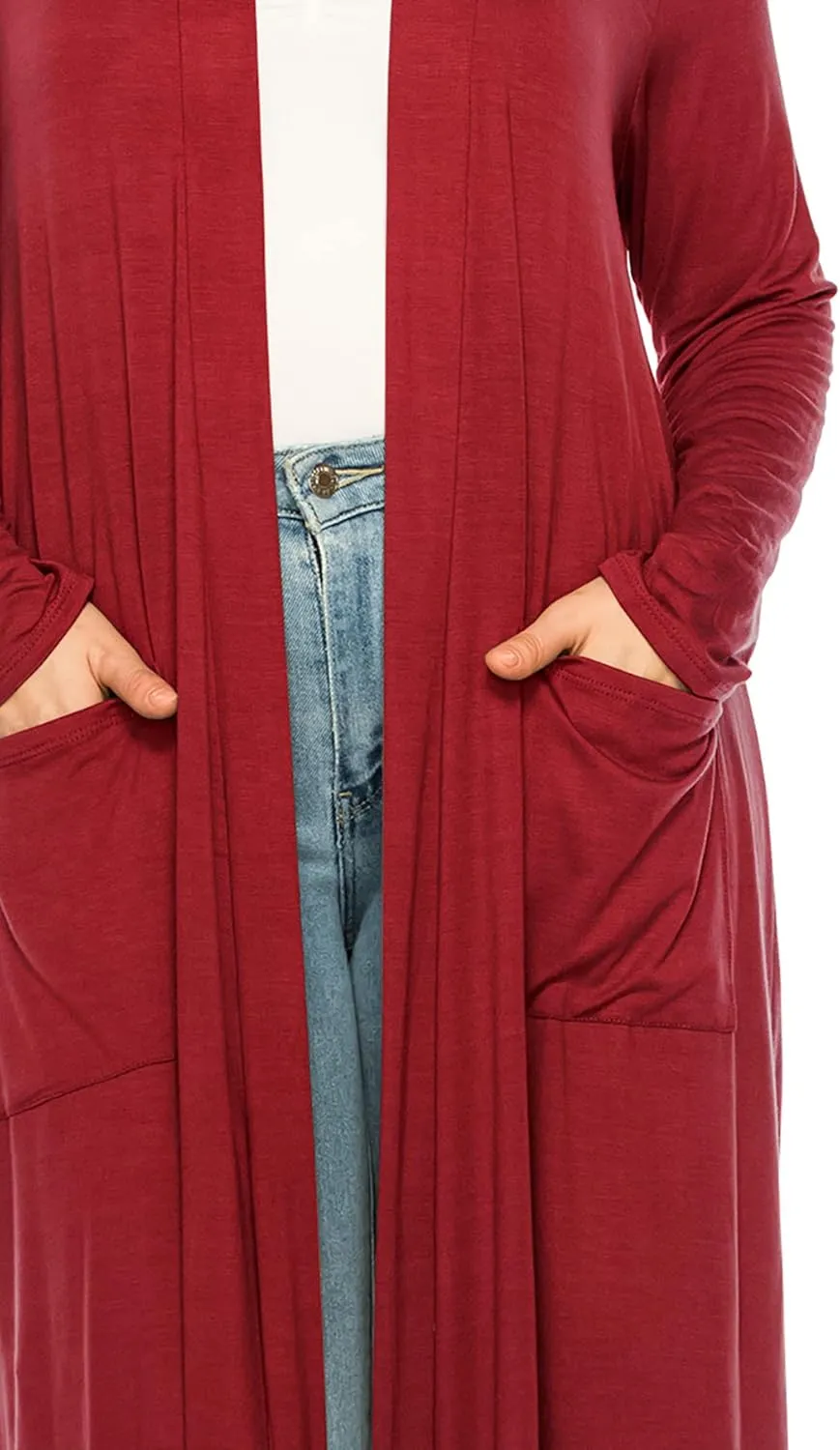 Women's Plus Size, Casual Long Open Front Drape Lightweight Duster Sweater Cardigan.