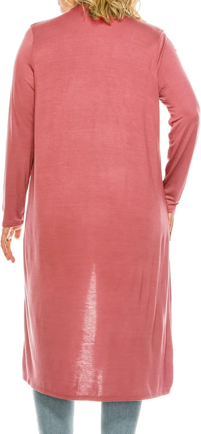Women's Plus Size, Casual Long Open Front Drape Lightweight Duster Sweater Cardigan.