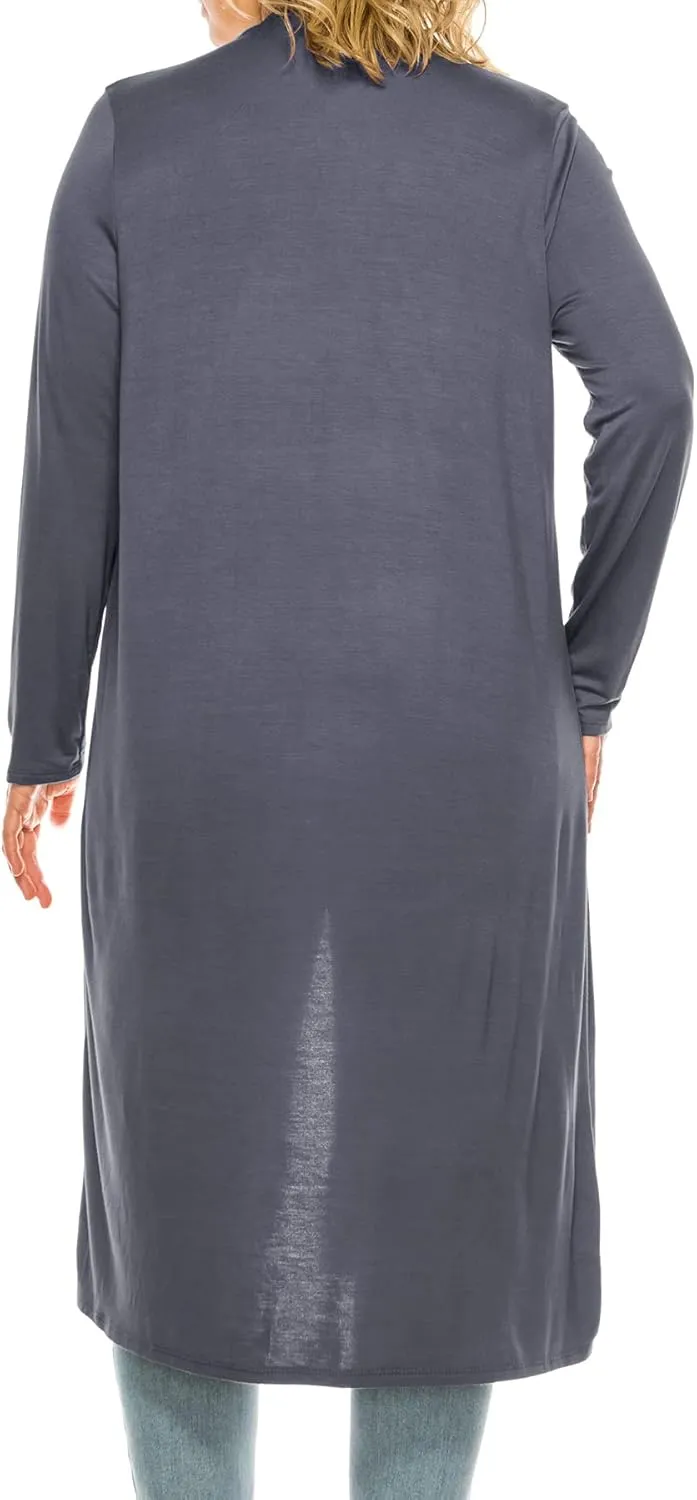 Women's Plus Size, Casual Long Open Front Drape Lightweight Duster Sweater Cardigan.