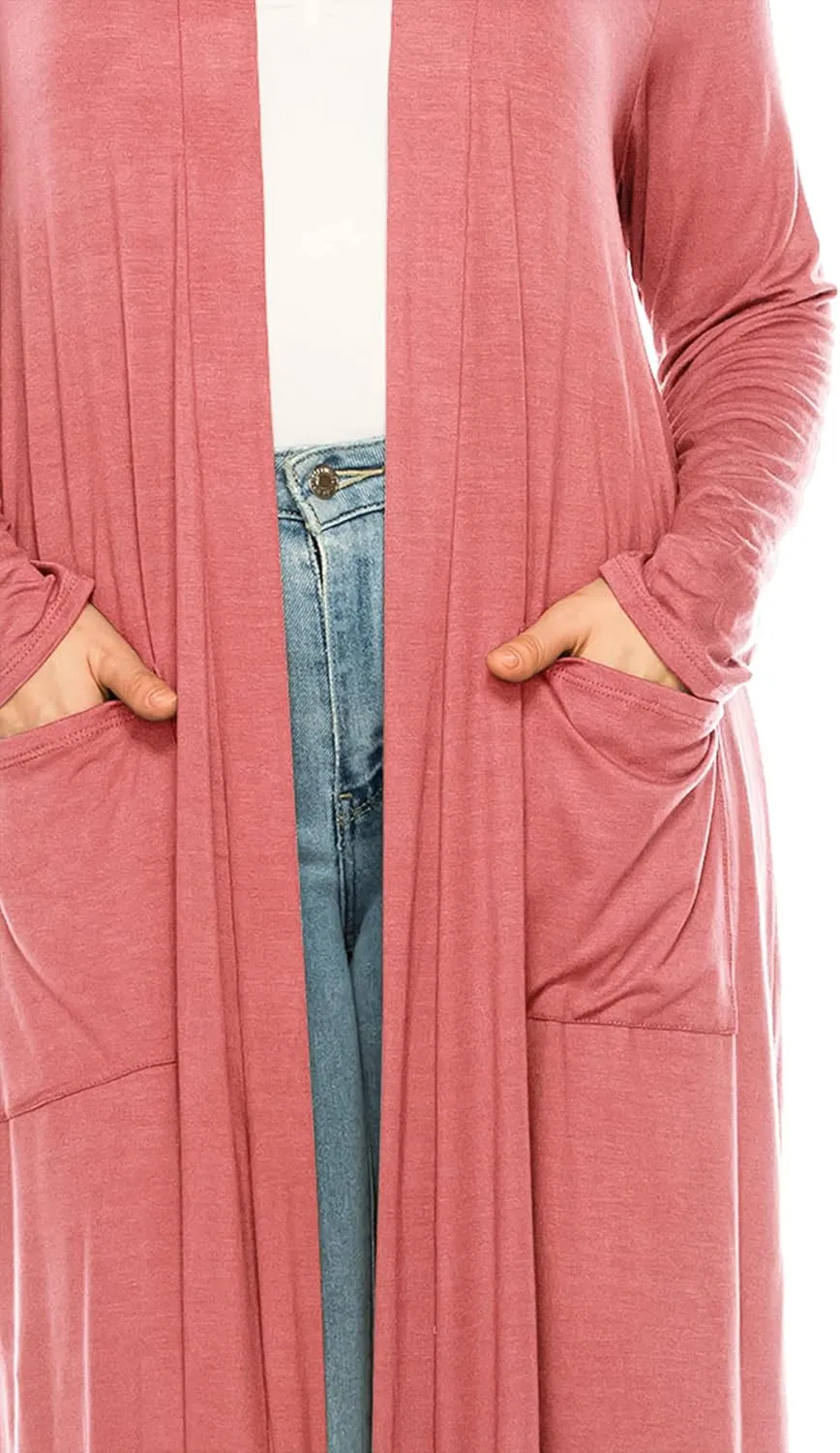 Women's Plus Size, Casual Long Open Front Drape Lightweight Duster Sweater Cardigan.