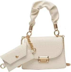 Womens PU Leather Purses Luxury Handbag Flap Shoulder Crossbody Satchel Crocodile Pattern Clutch Ladies Totes