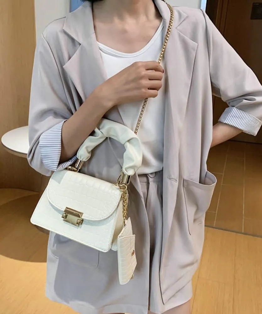Womens PU Leather Purses Luxury Handbag Flap Shoulder Crossbody Satchel Crocodile Pattern Clutch Ladies Totes