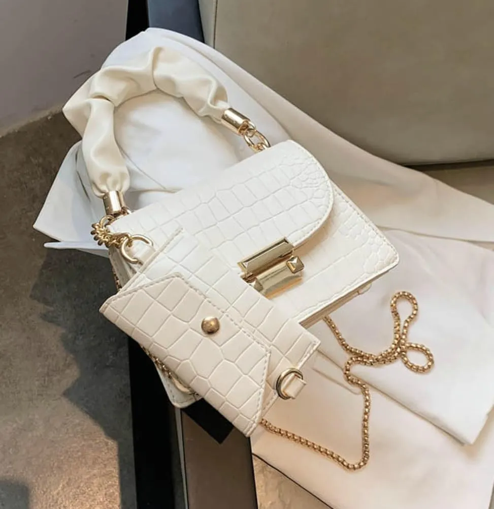 Womens PU Leather Purses Luxury Handbag Flap Shoulder Crossbody Satchel Crocodile Pattern Clutch Ladies Totes