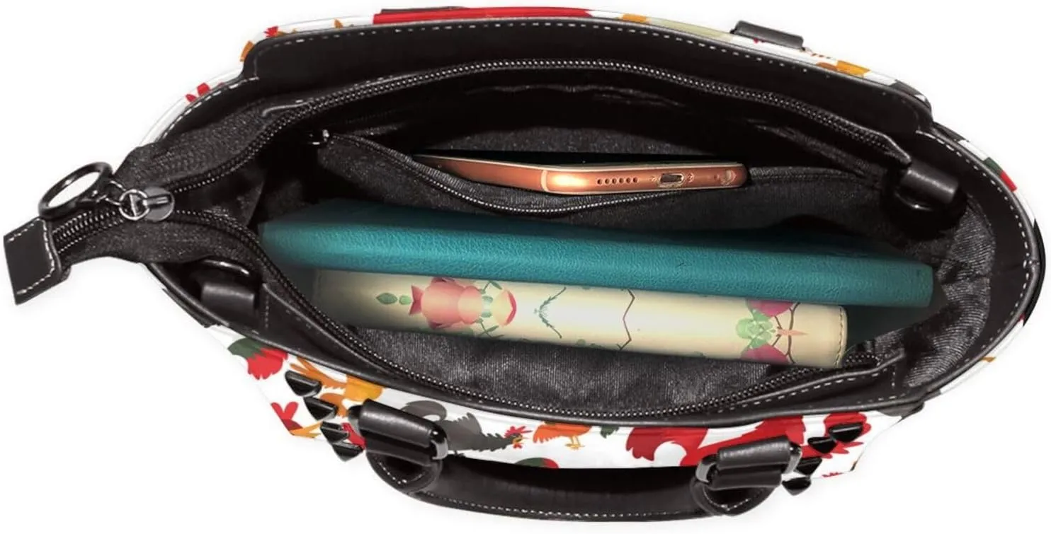 Women's PU Leather Shoulder Bag Handbag Shopping Purse Handle Satchels Studded Totes Clutch Bag