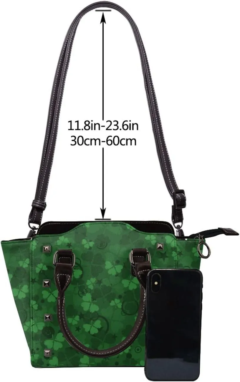Women's PU Leather Shoulder Bag Handbag Shopping Purse Handle Satchels Studded Totes Clutch Bag
