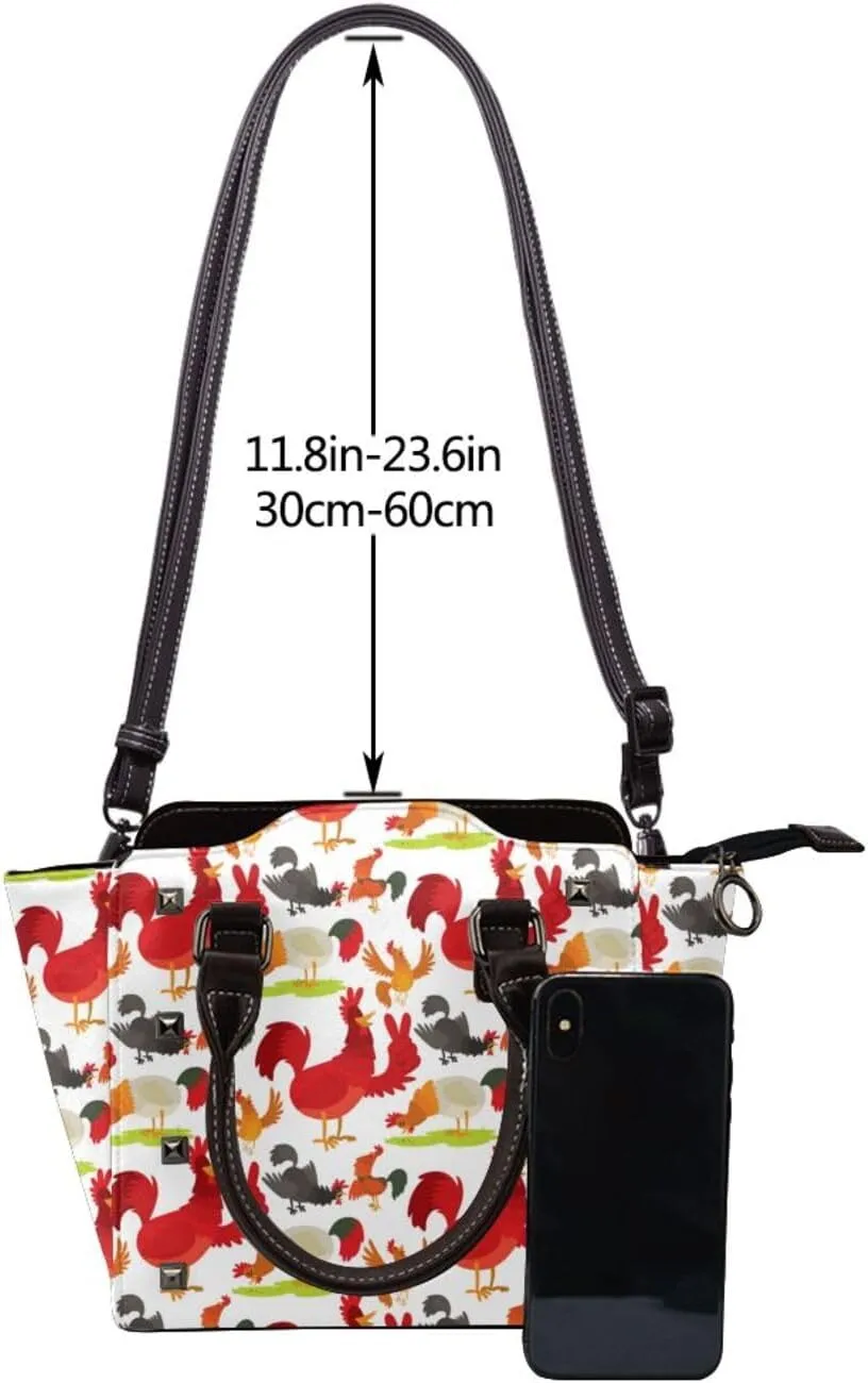 Women's PU Leather Shoulder Bag Handbag Shopping Purse Handle Satchels Studded Totes Clutch Bag