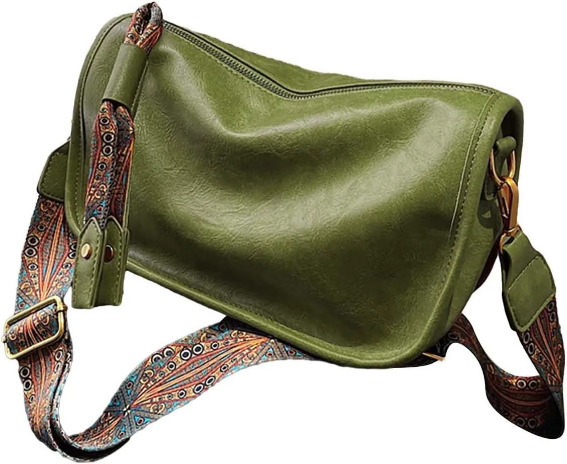 Womens Purses Crossbody, Faux Soft Leather Fashion Messenger Bags Vintage Shoulder Satchel Bag with Adjustable Strap