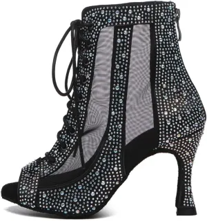 Womens Rhinestone Ballroom Latin Salsa Dance Shoes Burju Dance Heels, Model L551