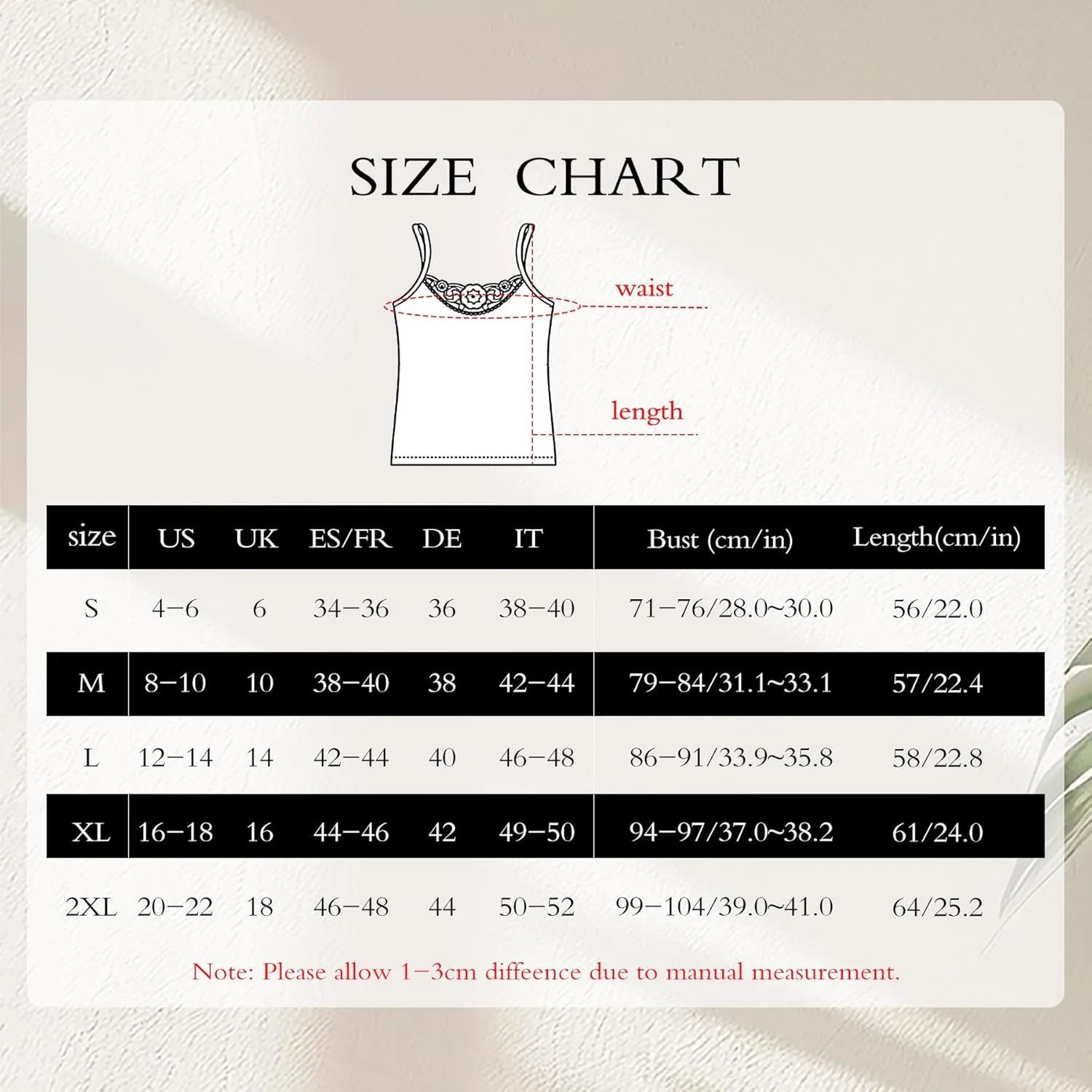 Womens Tank Top Camisoles with Premium Cotton Italian Design - Trimmed with Flower Lace on Neckline