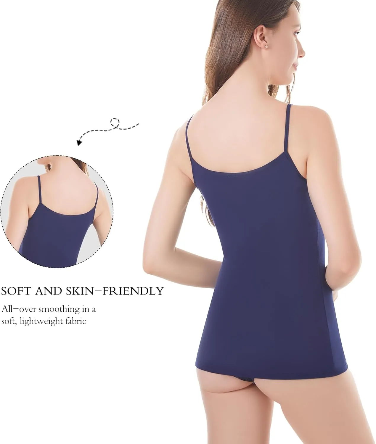Womens Tank Top Camisoles with Premium Cotton Italian Design - Trimmed with Flower Lace on Neckline