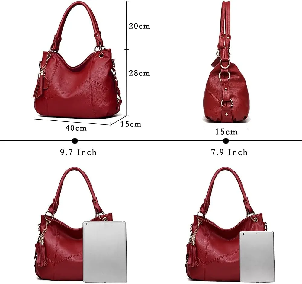 Women's Tote Shoulder Bag Handbag Purses Satchel Shoulder Bags Handle Bag Leather tassel (Brown)