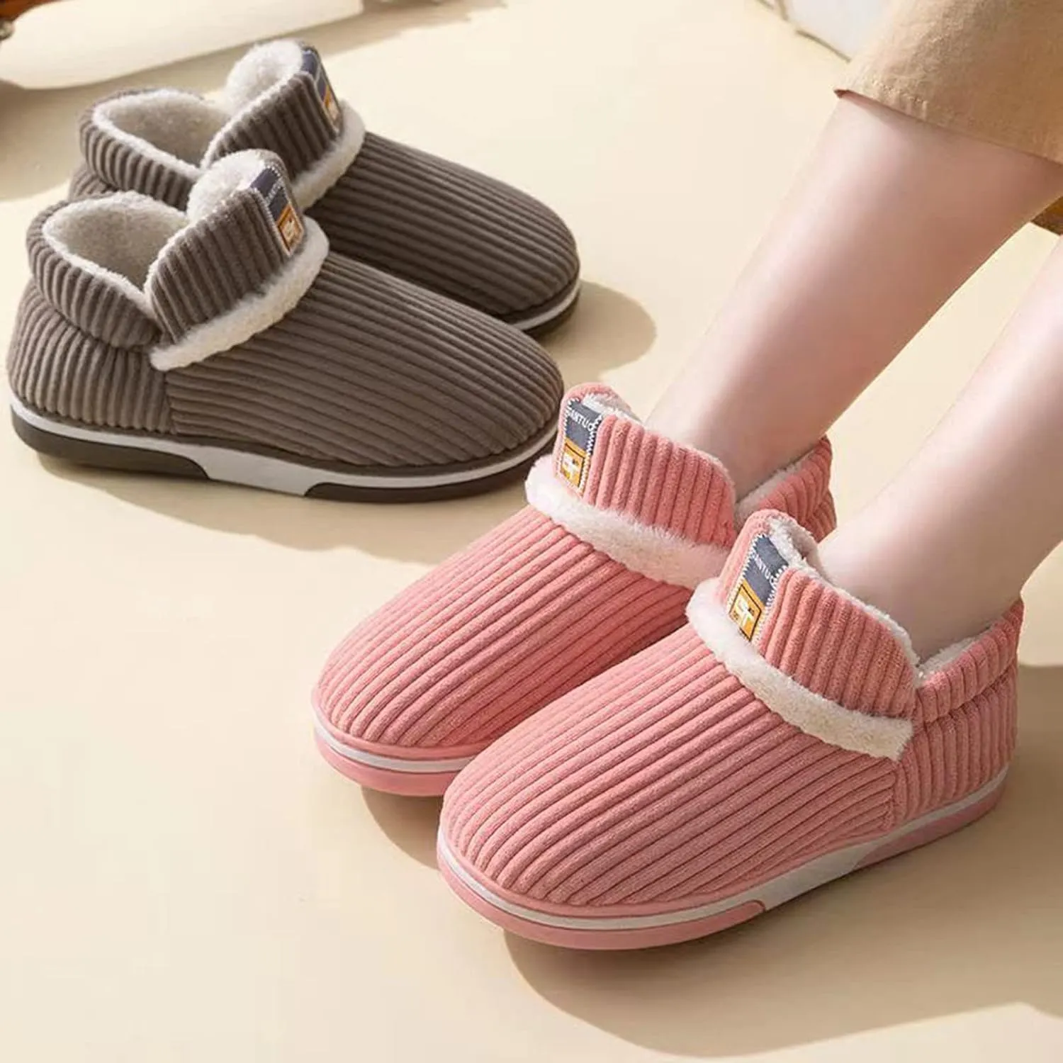 Womens Winter Slippers with Arch Support Winter House Slippers Mens Winter Slippers for Men Wide Feet Plush Slippers for Women Soft Fuzzy Christmas Shower Curtains for Bathroom Gifts for Husband 2023