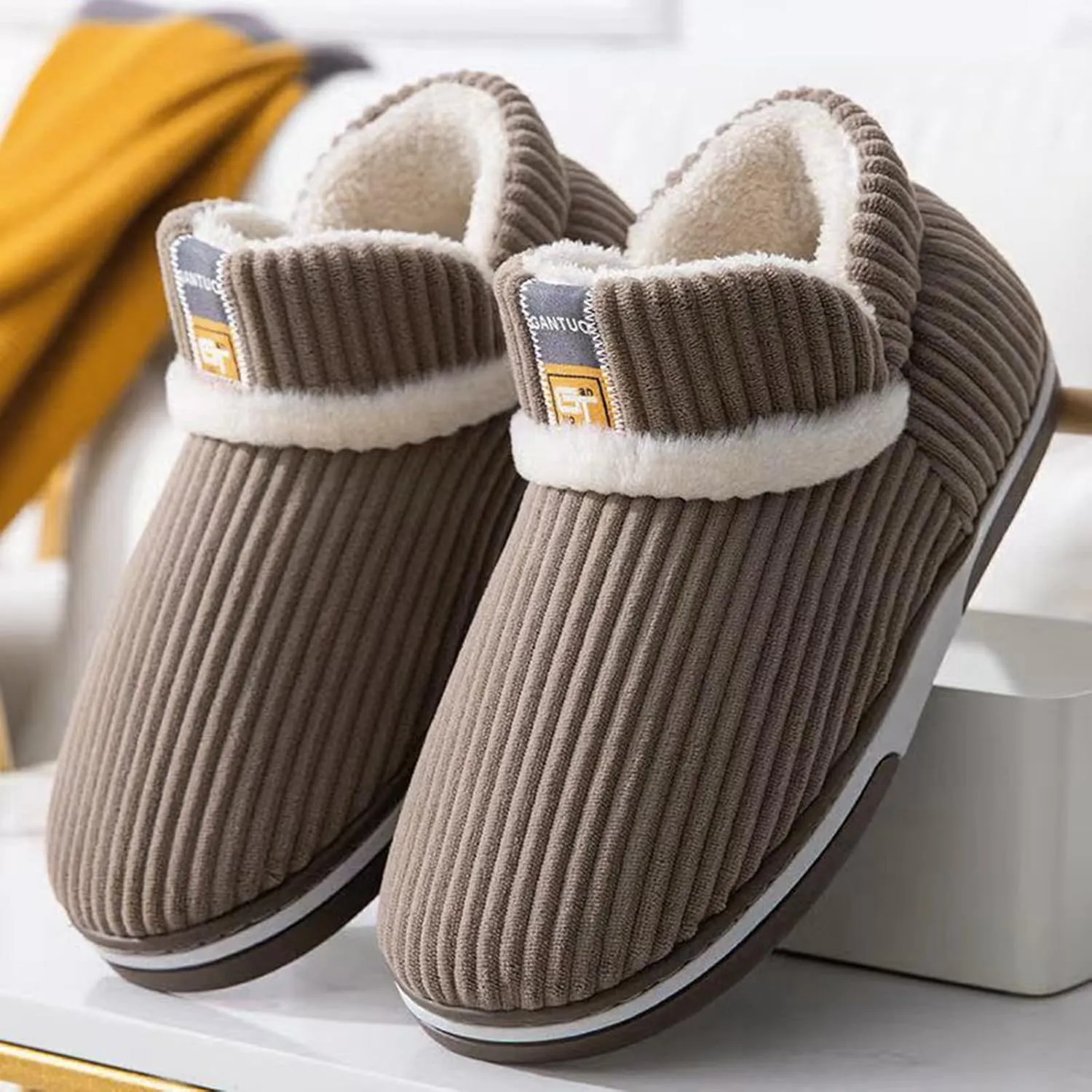 Womens Winter Slippers with Arch Support Winter House Slippers Mens Winter Slippers for Men Wide Feet Plush Slippers for Women Soft Fuzzy Christmas Shower Curtains for Bathroom Gifts for Husband 2023