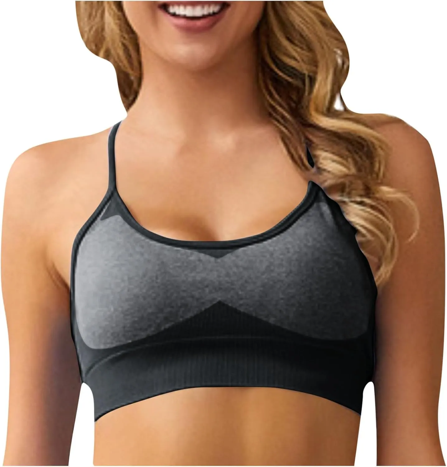Women's Wireless Yoga Bras Criss Cross Back Sports Bra Full Coverage Athletic Bras Workout Padded T Shirts Bras