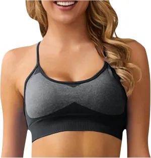 Women's Wireless Yoga Bras Criss Cross Back Sports Bra Full Coverage Athletic Bras Workout Padded T Shirts Bras