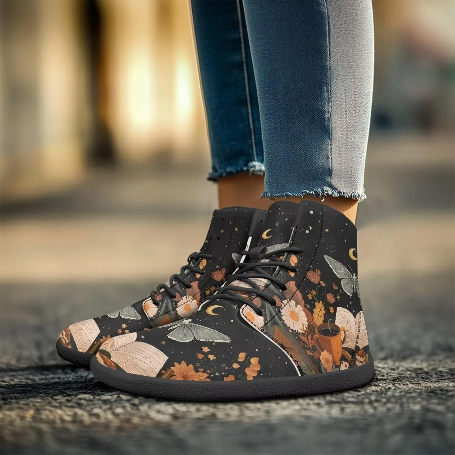 Womens Zero Drop Barefoot Sneakers Wide Toe Box Fashion Comfort Hiking Training Workout Sneakers High Top Athletic Running Beginners Shoes US 6-11.5