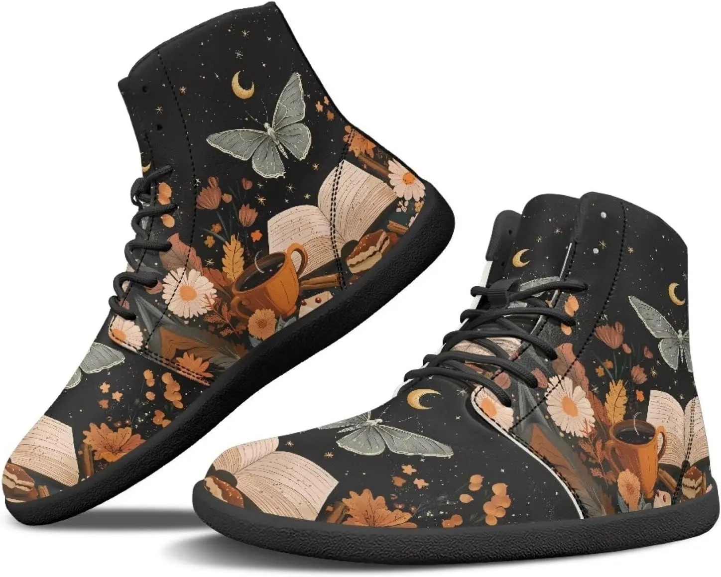 Womens Zero Drop Barefoot Sneakers Wide Toe Box Fashion Comfort Hiking Training Workout Sneakers High Top Athletic Running Beginners Shoes US 6-11.5