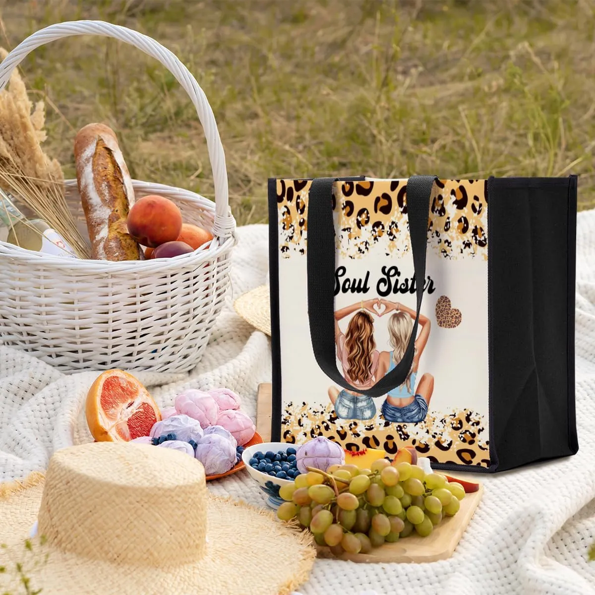 Work Besties Canvas Tote Bag, Reusable Grocery Bags for Women, Coworker & Best Friend Birthday Gifts