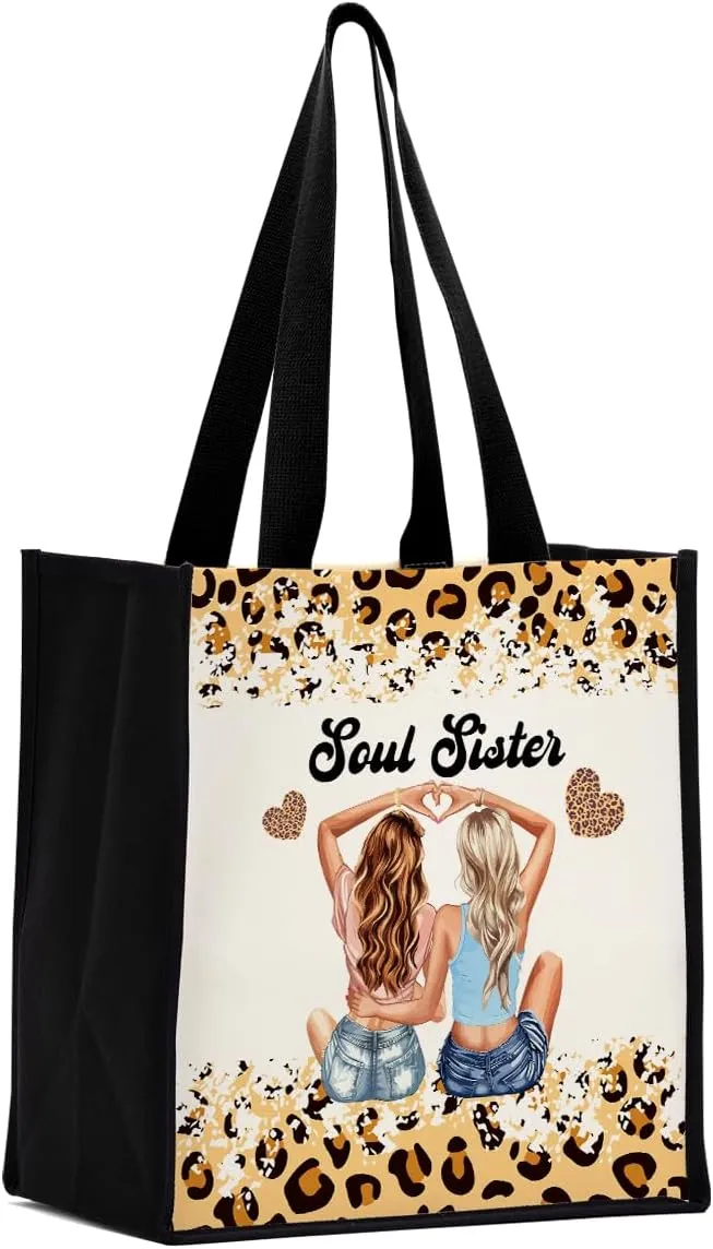 Work Besties Canvas Tote Bag, Reusable Grocery Bags for Women, Coworker & Best Friend Birthday Gifts