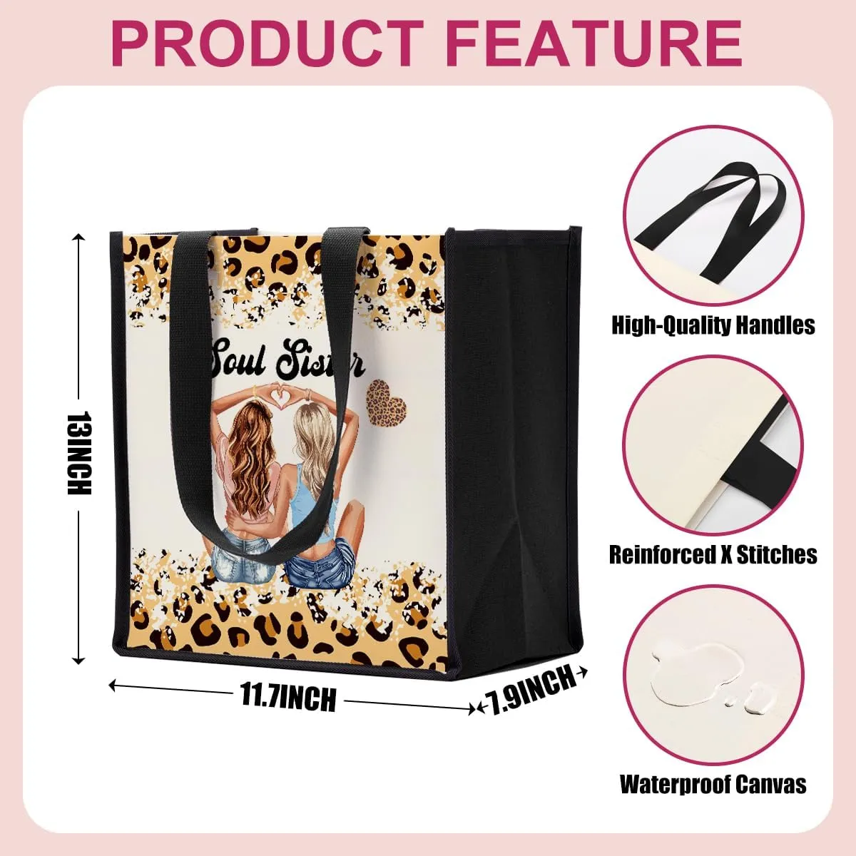Work Besties Canvas Tote Bag, Reusable Grocery Bags for Women, Coworker & Best Friend Birthday Gifts