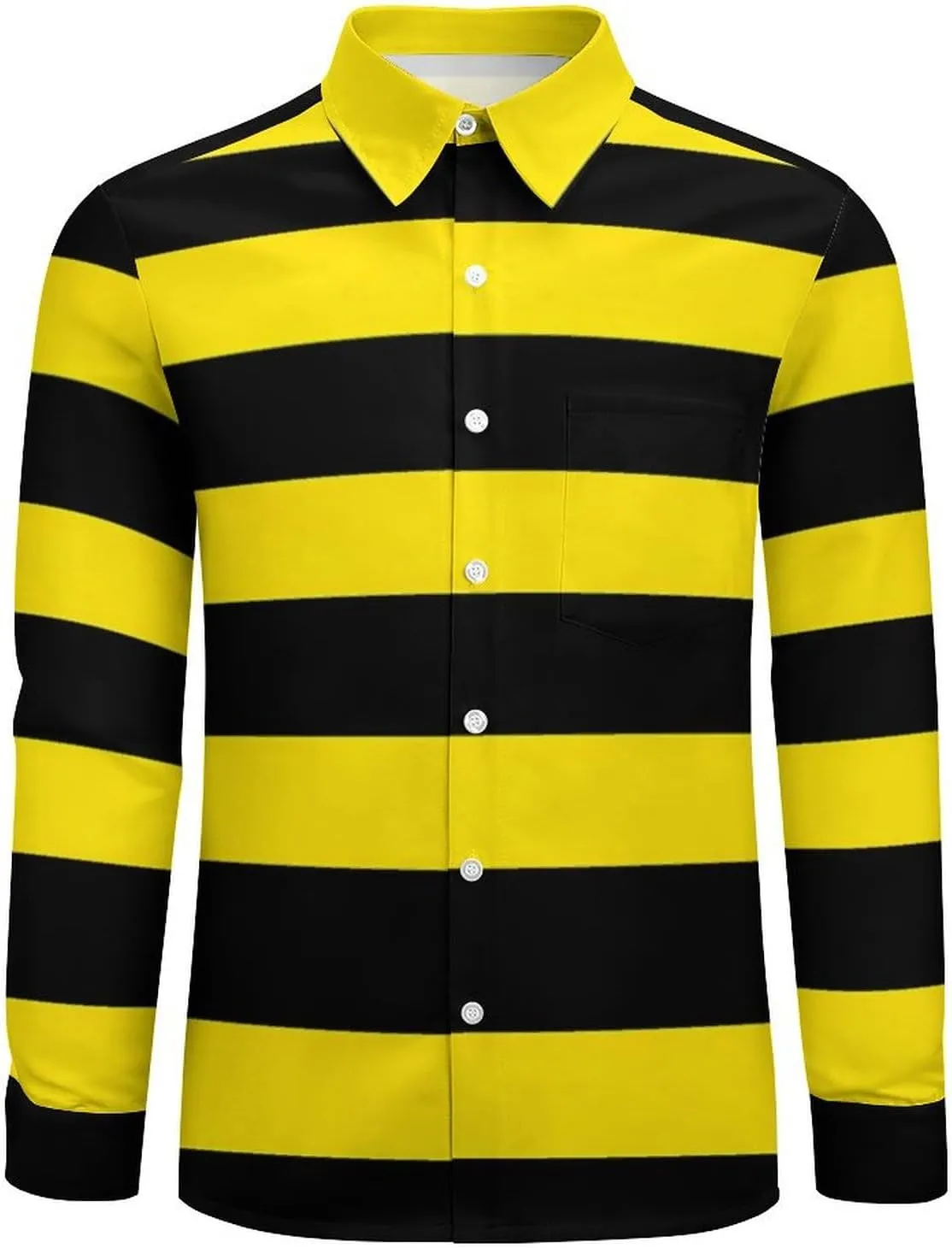 Yellow Black Striped Mens Shirts Long Sleeve Button Down Beach Shirts Business Wedding Dress Shirts