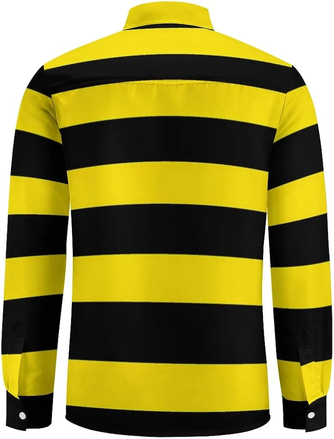 Yellow Black Striped Mens Shirts Long Sleeve Button Down Beach Shirts Business Wedding Dress Shirts