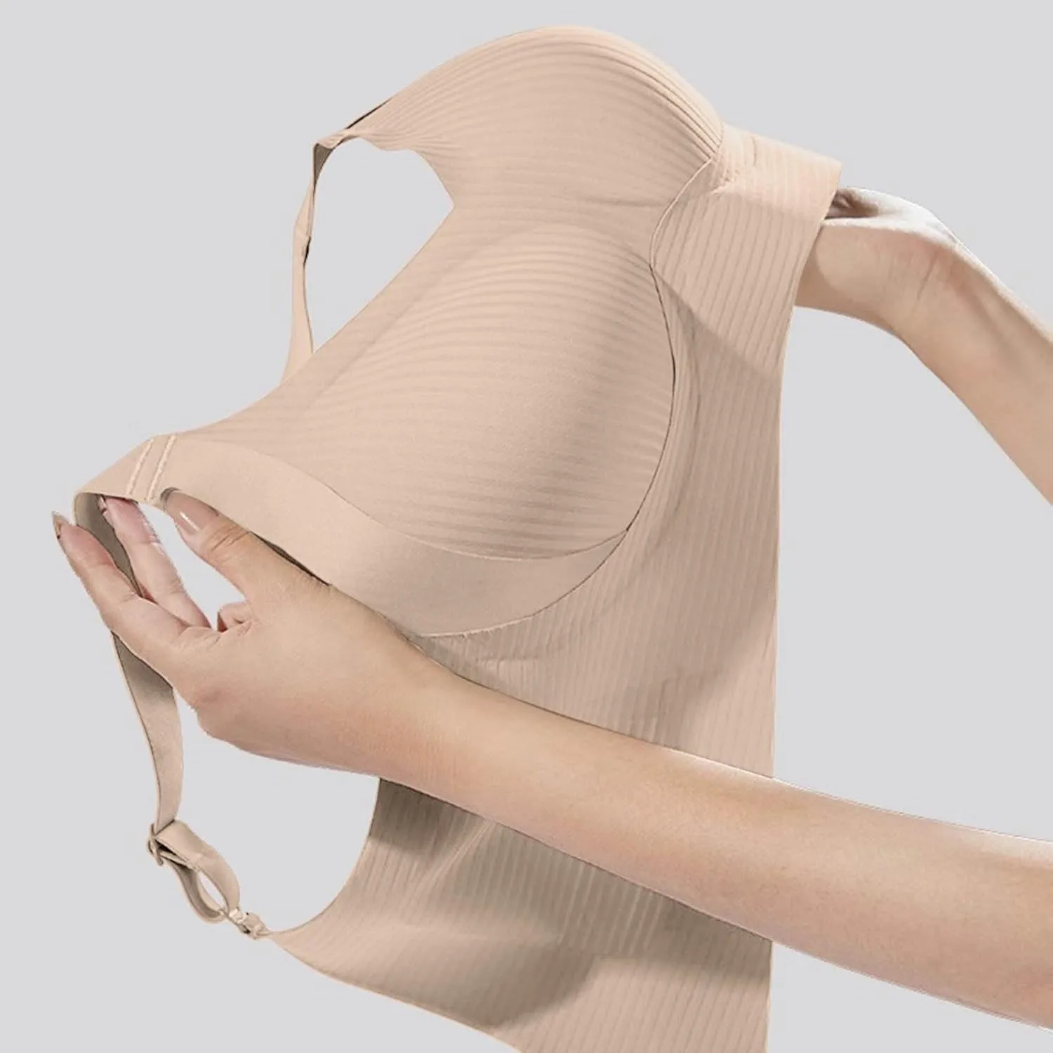 Yifare Invisible Lift Bra, Women's Solid Color Four Rows Adjustable Wireless Bra, Enhanced W Support Adjustment Bras