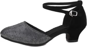 YKXLM Closed Toe Latin Dance Shoes Ballroom Dance Heels Women Character Shoes
