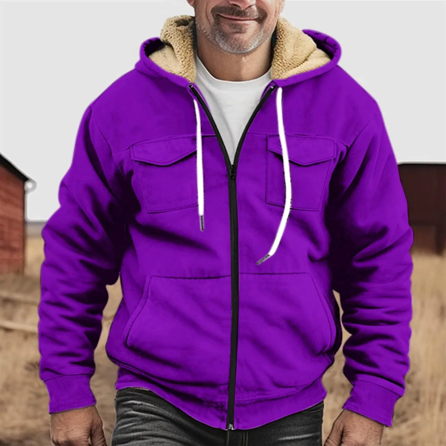 Ymosrh Men's Sweatshirt Fleece Hoodie Zip Up Fall Winter Solid Pullover Sweatshirt Casual Jacket Coat Hoodies, S-5XL