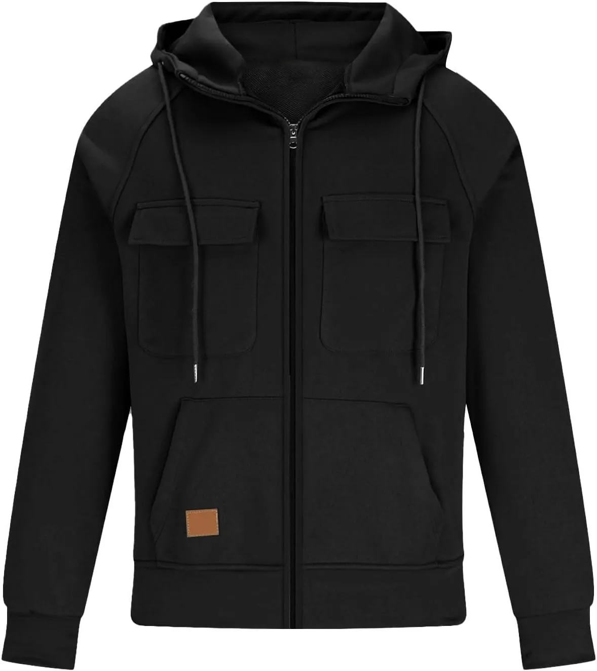 Ymosrh Men's Winter Work Hoodie Zip Up Hoodies with Pockets Long Sleeve Cargo Sweatshirt Sports Hooded Jacket