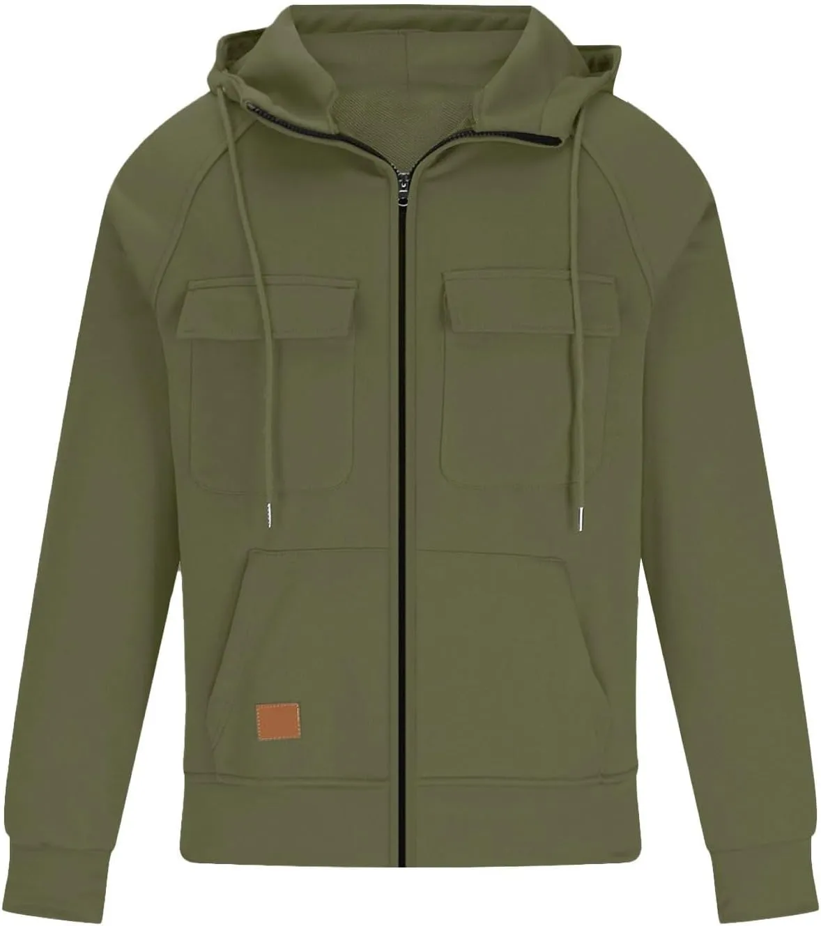 Ymosrh Men's Winter Work Hoodie Zip Up Hoodies with Pockets Long Sleeve Cargo Sweatshirt Sports Hooded Jacket