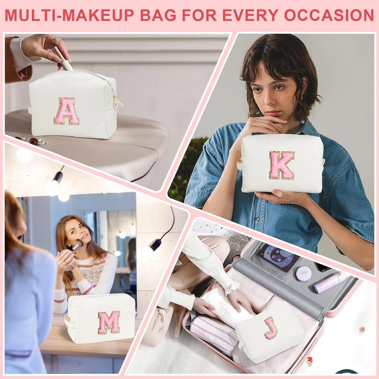 YOOLIFE Travel Makeup Bag Cosmetic Bag, Make Up Bags for Women Skincare Makeup Bag Organizer Toiletry Bag Personalized Gifts for Women Her Teen Girlfriend Best Friend Birthday Gifts for Mom Teacher T